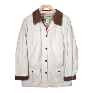 LL Bean Womens Adirondack Barn Coat Large Chore Flannel Lined Corduroy Collar